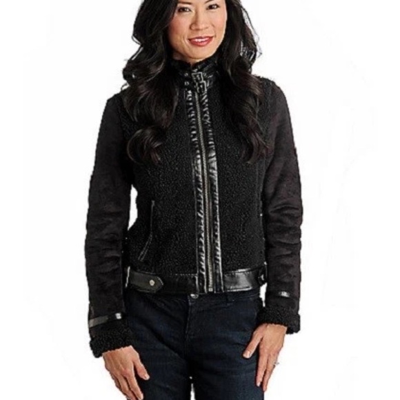 Members Only Jackets & Blazers - Members Only Women’s Black Moto Faux Suede Plush Jacket - NWT - XL